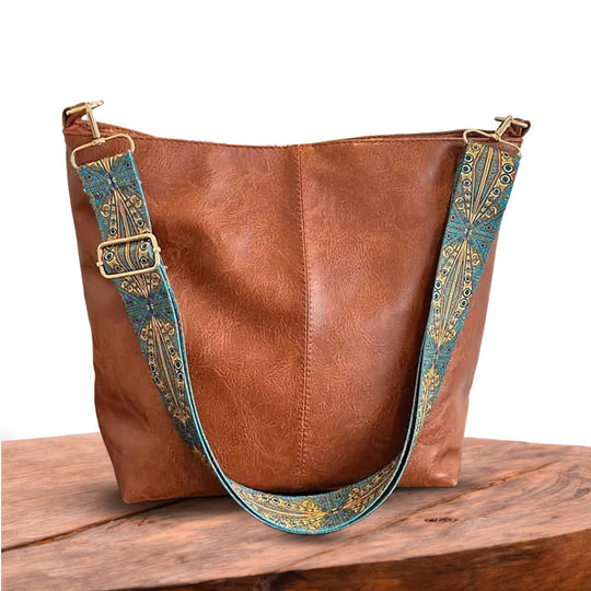 Laura - Bolsa de Hombro de Cuero con Encanto Vintage