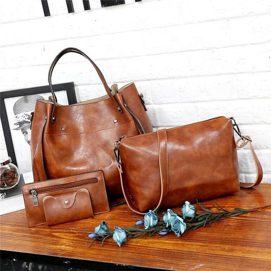 Rosalina - Conjunto de Bolsas de Cuero Vintage Suave con 4 Piezas