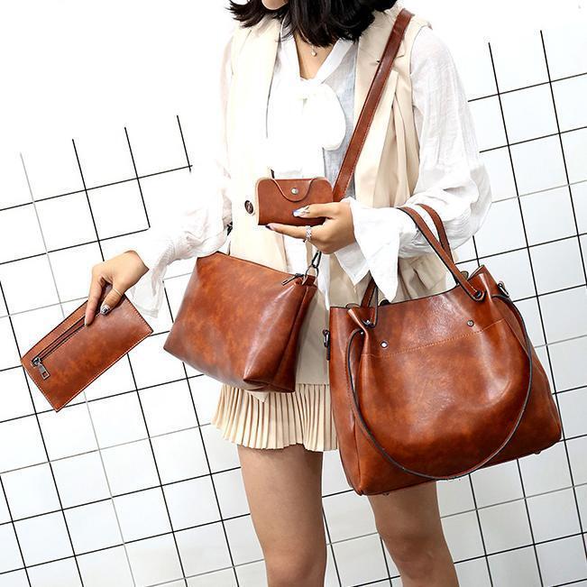 Rosalina - Conjunto de Bolsas de Cuero Vintage Suave con 4 Piezas