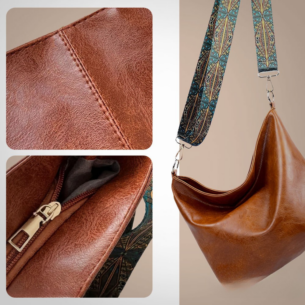 Laura - Bolsa de Hombro de Cuero con Encanto Vintage