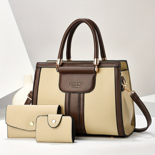 Luna - Conjunto de Bolsa de Cuero Elegante con 3 Piezas