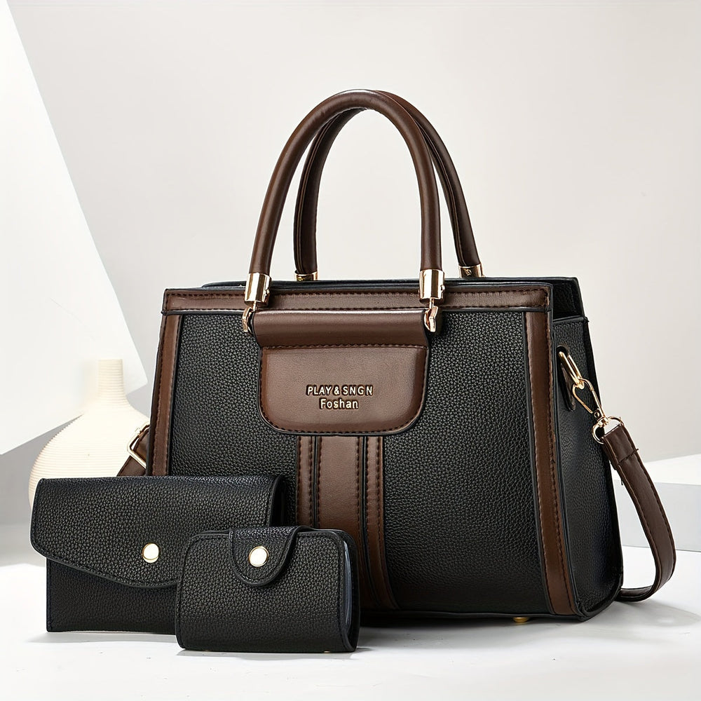 Luna - Conjunto de Bolsa de Cuero Elegante con 3 Piezas