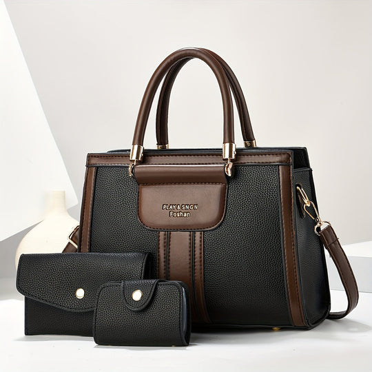 Luna - Conjunto de Bolsa de Cuero Elegante con 3 Piezas