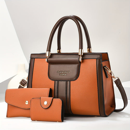 Luna - Conjunto de Bolsa de Cuero Elegante con 3 Piezas