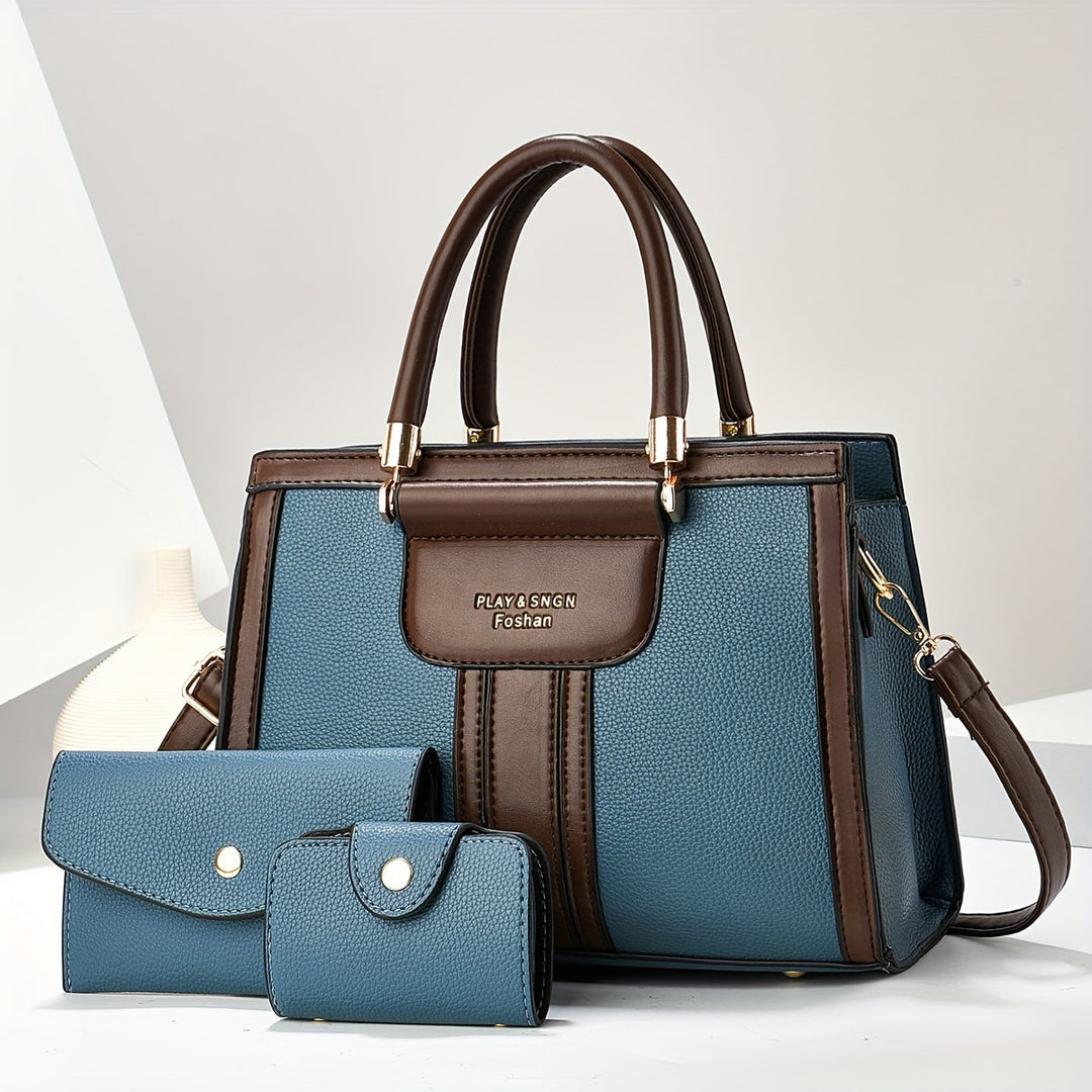 Luna - Conjunto de Bolsa de Cuero Elegante con 3 Piezas
