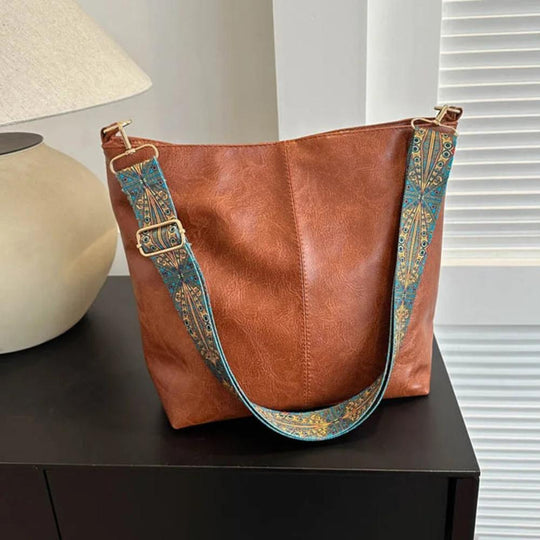 Laura - Bolsa de Hombro de Cuero con Encanto Vintage