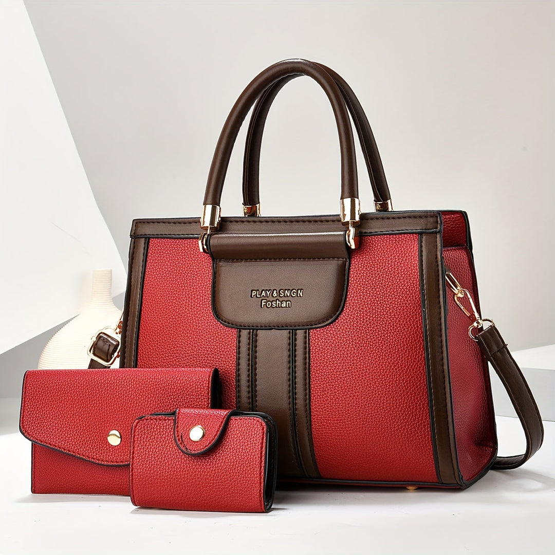 Luna - Conjunto de Bolsa de Cuero Elegante con 3 Piezas