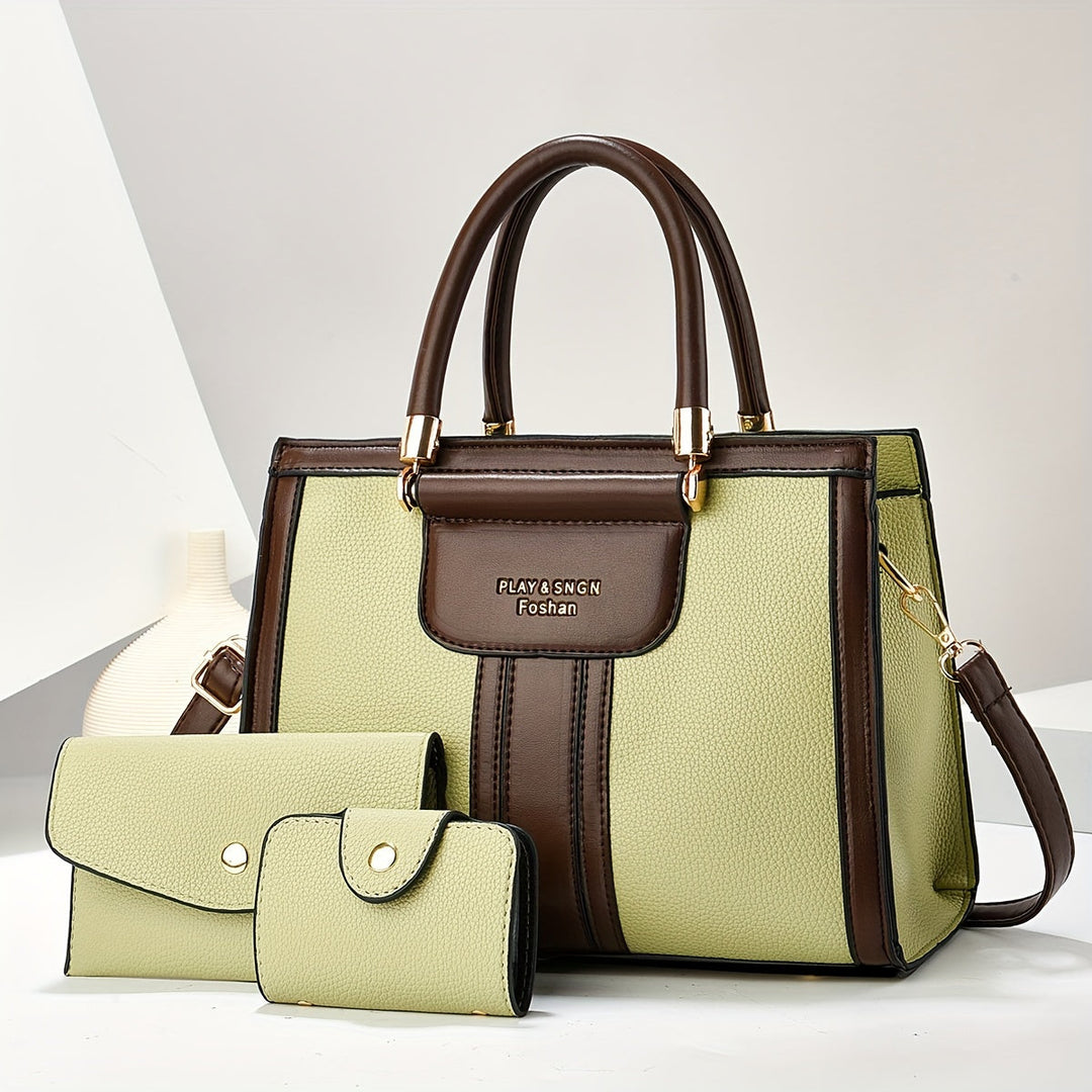 Luna - Conjunto de Bolsa de Cuero Elegante con 3 Piezas