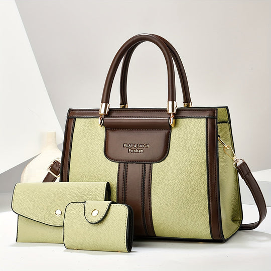 Luna - Conjunto de Bolsa de Cuero Elegante con 3 Piezas