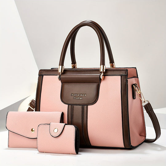 Luna - Conjunto de Bolsa de Cuero Elegante con 3 Piezas