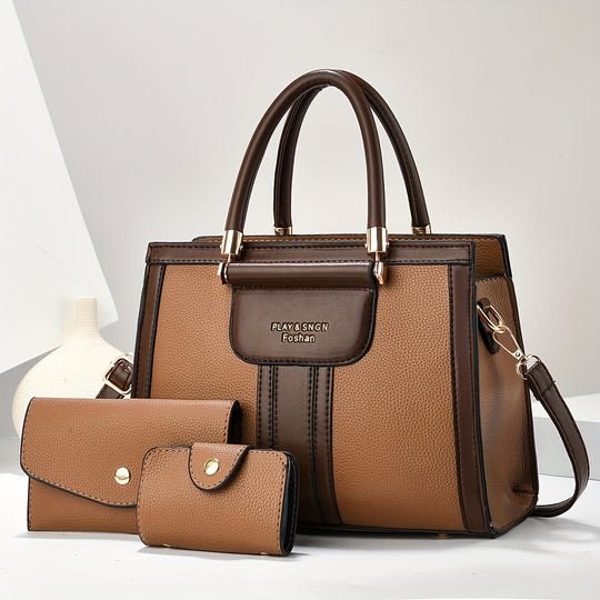 Luna - Conjunto de Bolsa de Cuero Elegante con 3 Piezas